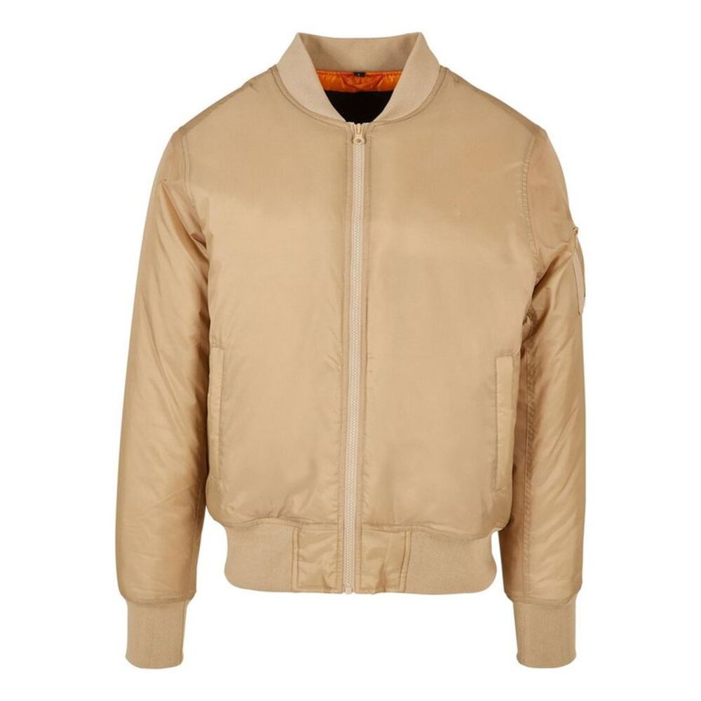Build Your Brand Mens Contrast Bomber Jacket / Union Beige